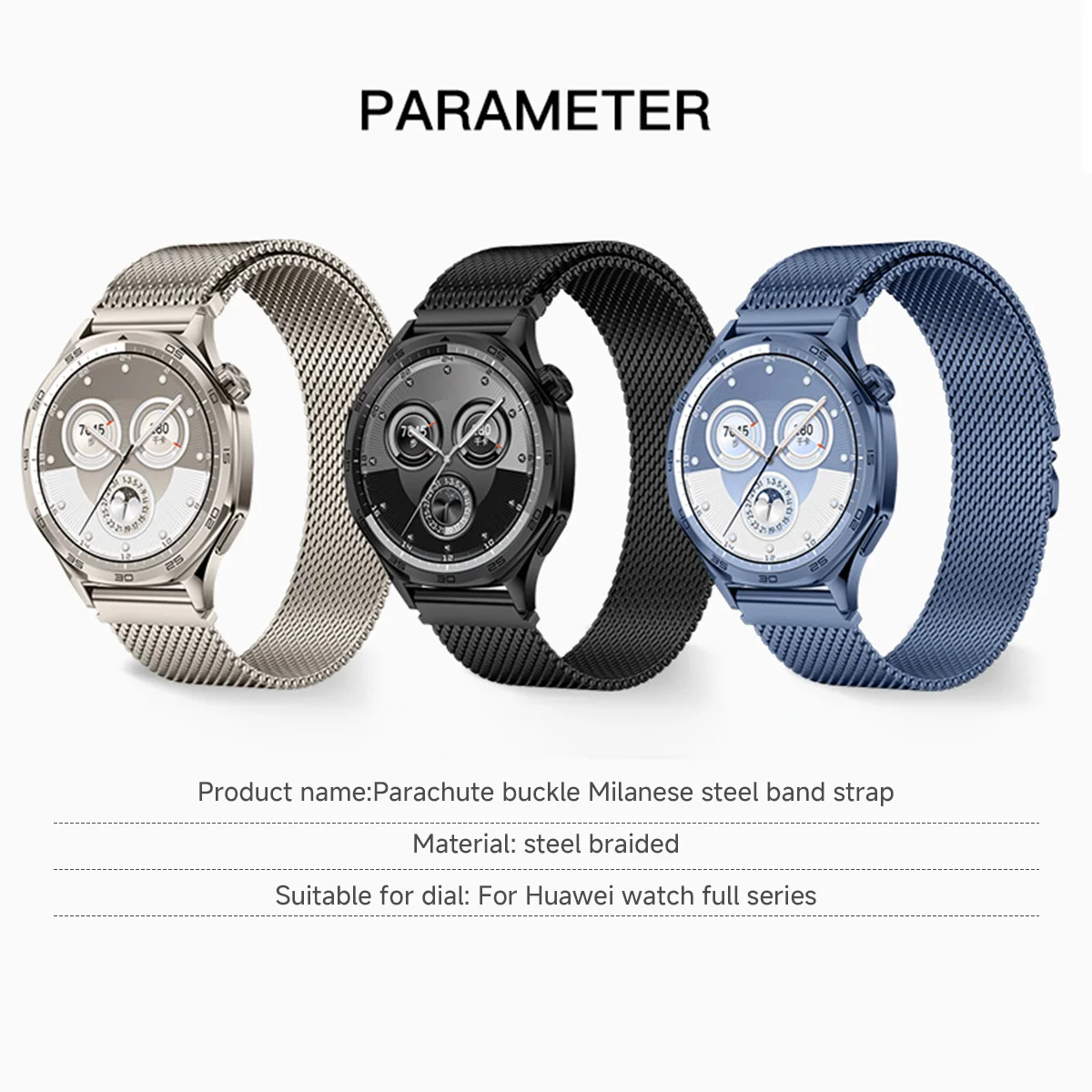 18/20/22mm Magnetic Milanese Strap For Huawei Watch GT5/4/3Pro 46mm 4/3 Pro Ultimate Band For Amazfit Balance GTR 4/3/2 47mm