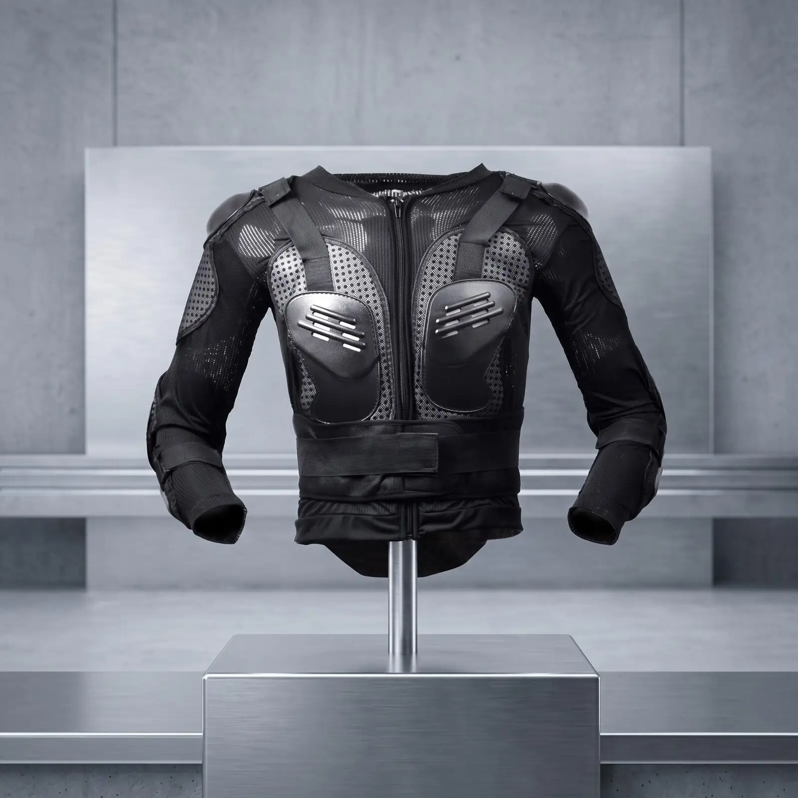 Protective Mesh Motorcycle Jacket with Full Upper Body Coverage and Adjustable Waist for Trail Riding