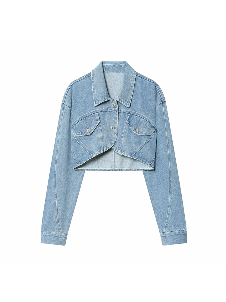 

Women Double Pocket Collar Jacket Women Fashion Spring Style Full Sleeve Type Jacket Female Collar Zipper Jacket