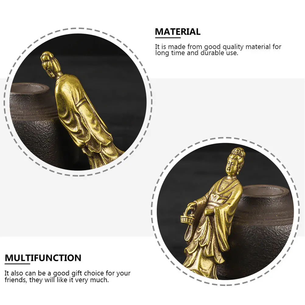 

1pc Basket Guanyin Statue Brass Buddha Sculpture Fine Craftsmanship Feng Shui Home Decor Auspicious Office Ornament Blessing