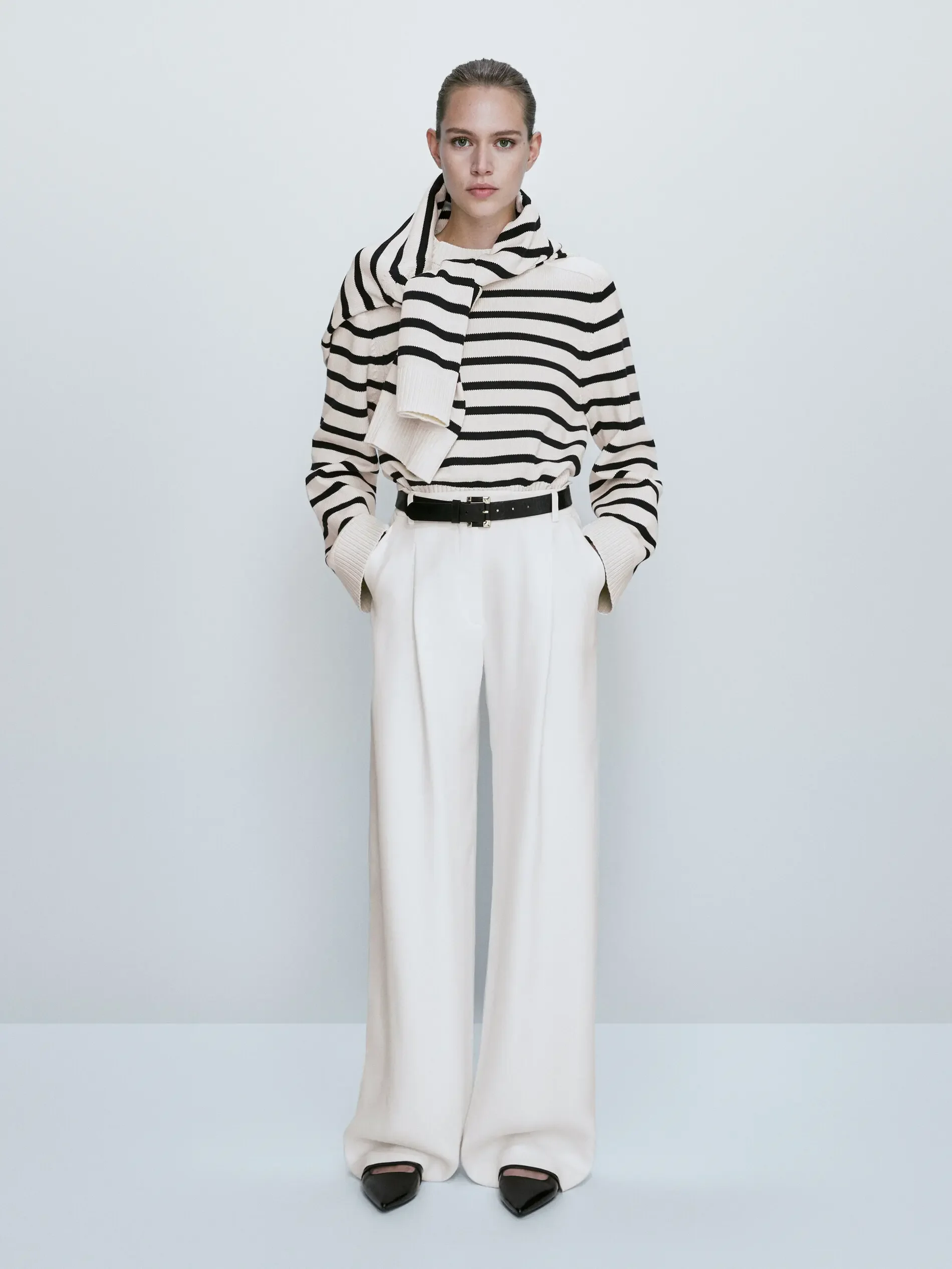 Ethereal MD 2023 autumn new style of Preppy crew-neck French striped sweater