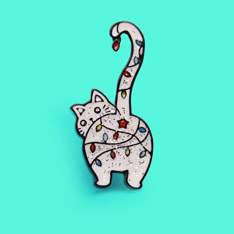 Cute Fat Cat Animal Enamel Brooch Pin Badge Jewelry Style Brooches  Clothes Collar Lapel Pin Bag Metal Badges For Women Gift