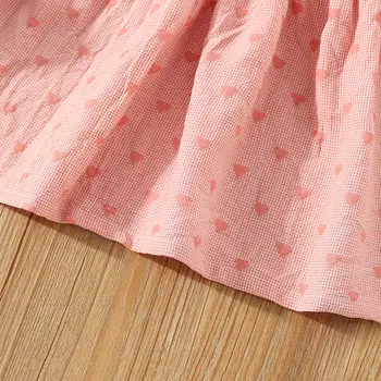 (0-3歲)夏季純棉全印花愛心飛袖女嬰連身裙可愛蕾絲公主裙 10 最佳銷售 幼兒生日禮服 - №8