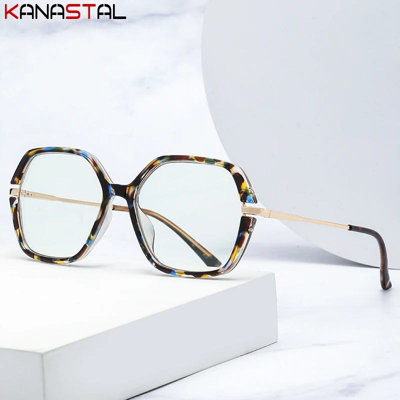 Women TR90 Metal Polygon Eyeglasses Frame Eyewear Optical Blue Light Blocking Lenses Myopia Prescription Reading Glasses Frame