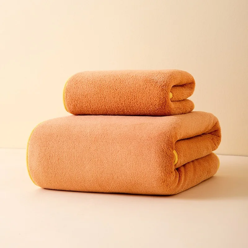 Coral Velvet Plain Edged Towel Set for Adult Microfiber Soft Absorbent Thickened Hand Towel 35x75 Household Bath Towel 70x140cm