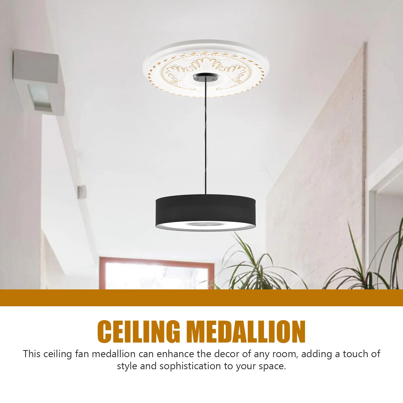 Ceiling Medallion Vintage Light Fixture Decorative Round PU Ceiling Fan Medallion for Home Office Business Lighting Medallions