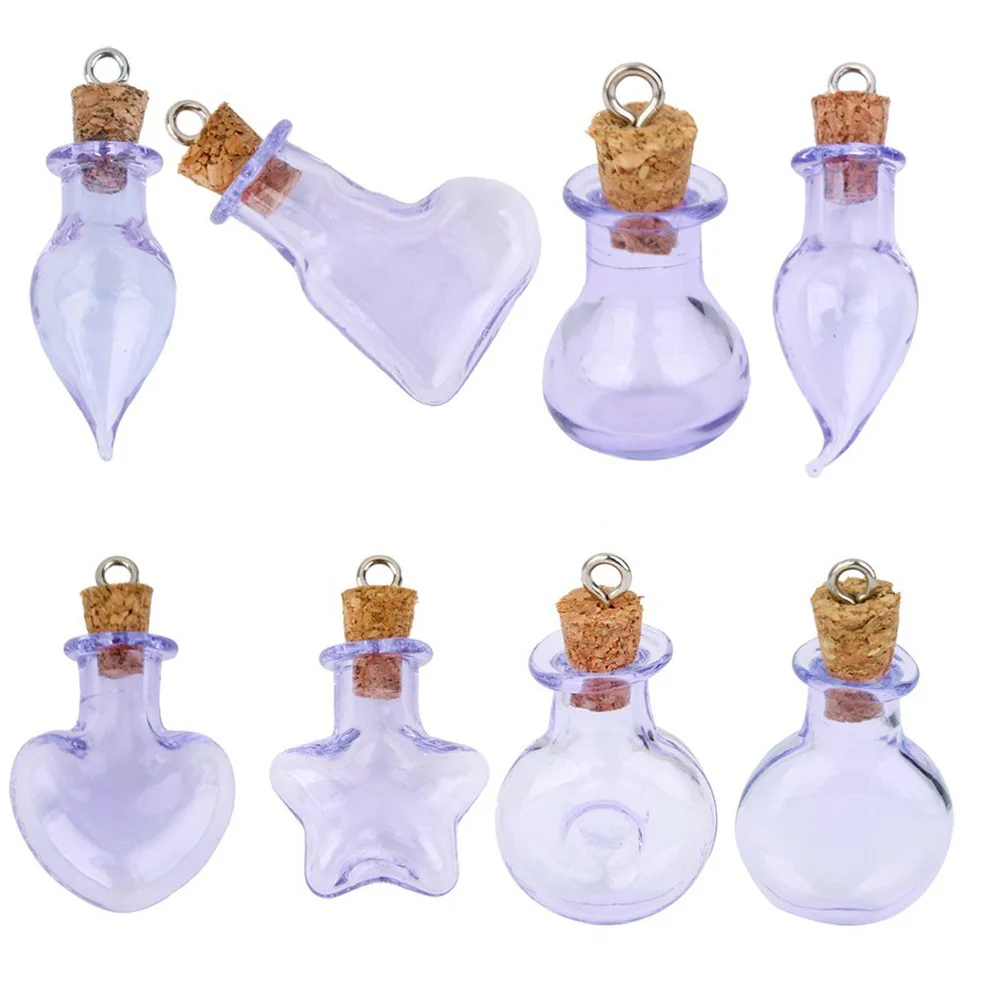 

10Pcs Mini Glass Wish Jars Top DIY Pendants Potpourri Jelly Balls Acrylic Rocks Flower Petals Sand Filler