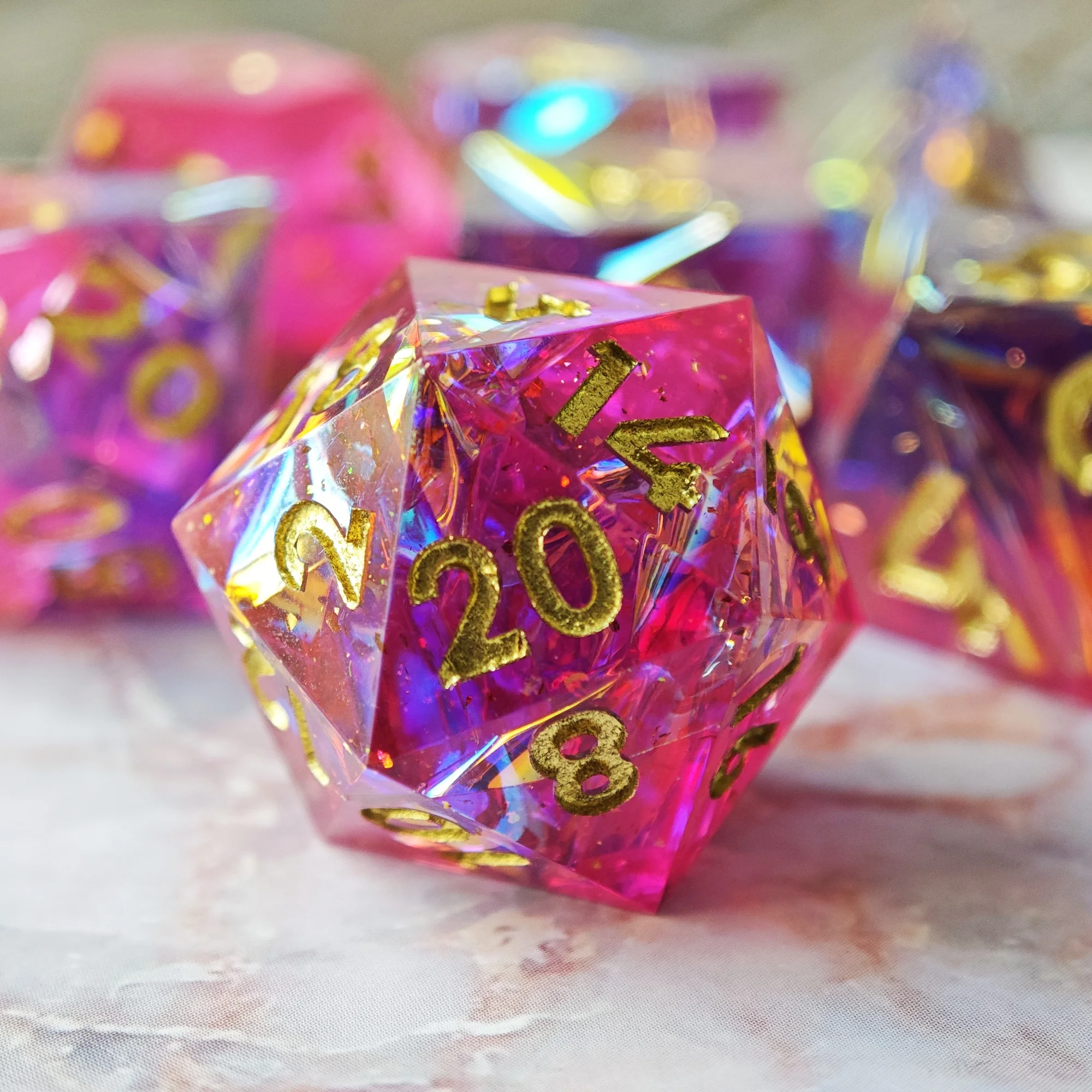 MINI PLANET Color Resin Dice Polyhedral DND Dice Set For TRPG Board Game Custom Sharp Handmade Dice Set 6pcs D6 7pcs Dice Gift