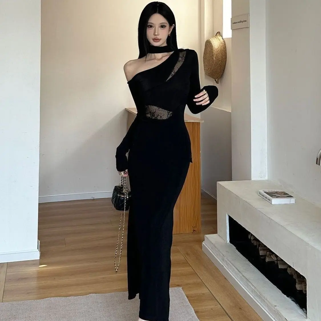 Abiti da donna rosa primaverili jacquard patchwork geometrico a costine senza vita a-line urbano letterario artistico delicato ricamo unico