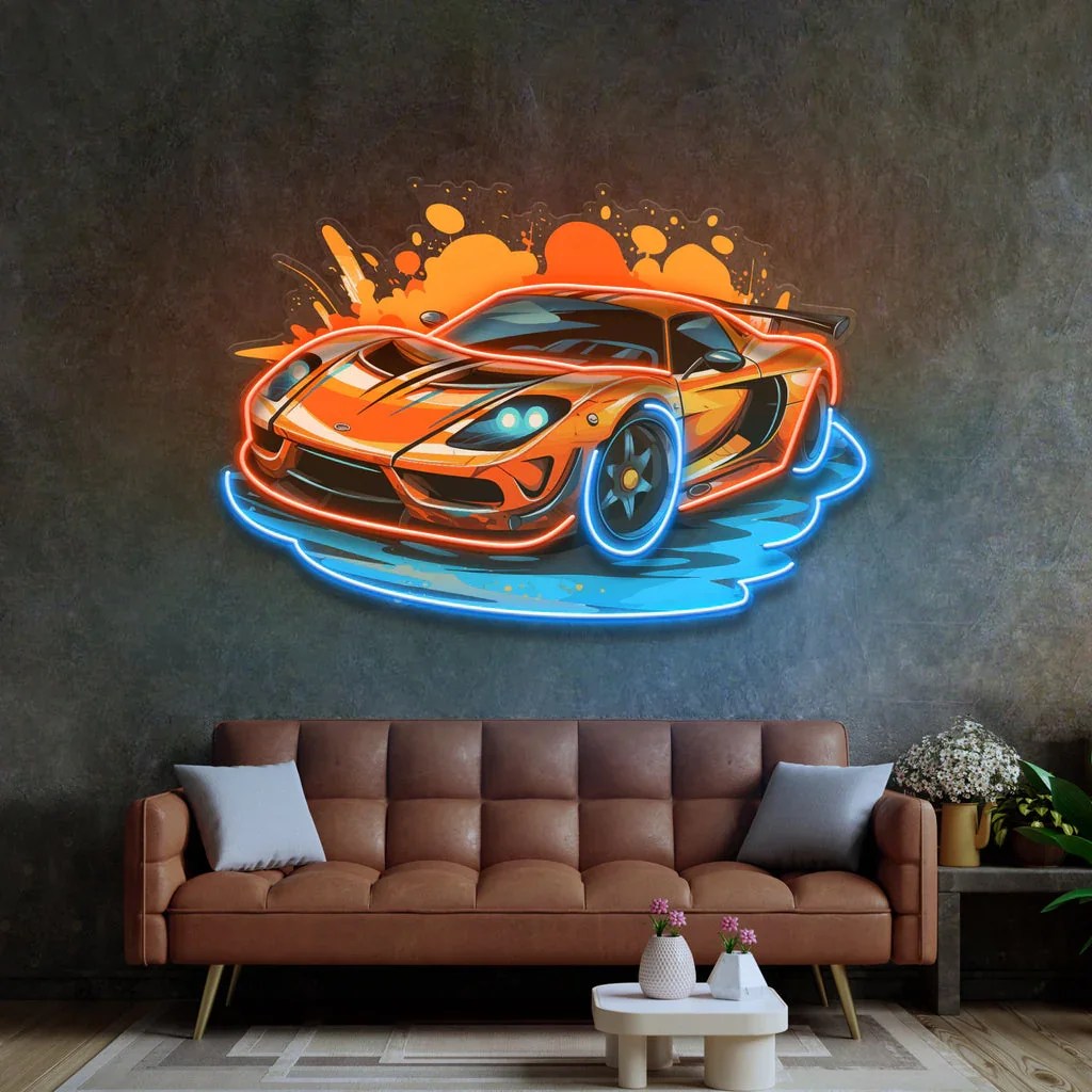 Imagem -02 - Cool Car Neon Sign Acrílico Luzes Led uv Wall Light Decor Sala de Estar Sala de Jogos Bar Pub Loja de Negócios Regulável Desenhos Animados