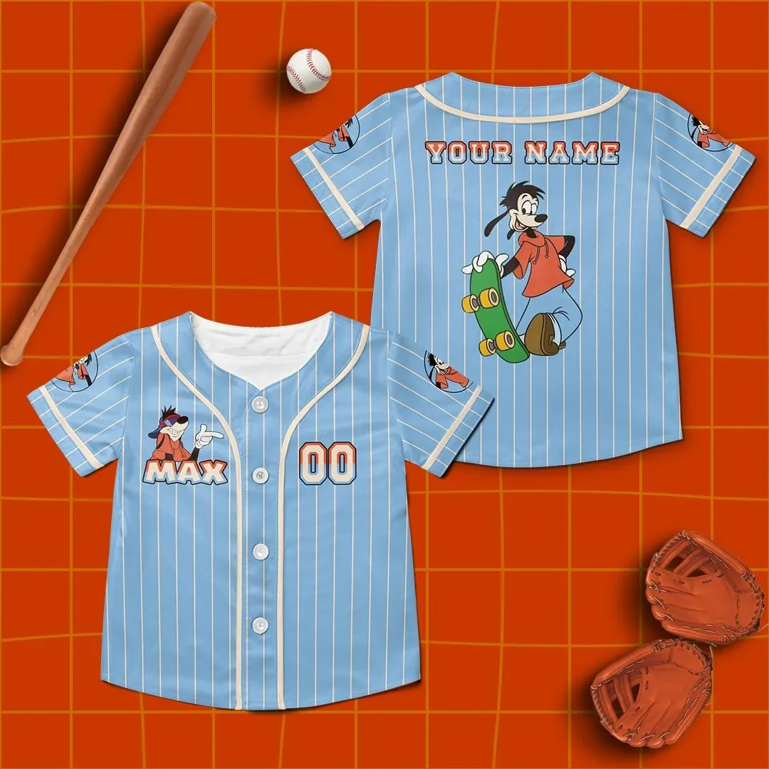 مخصص جوفي فيلم البيسبول جيرسي ماكس جوفي روكسان باورلاين اصطف جوفي وماكس جيرسي ديزني الكبار الاطفال عادية جيرسي