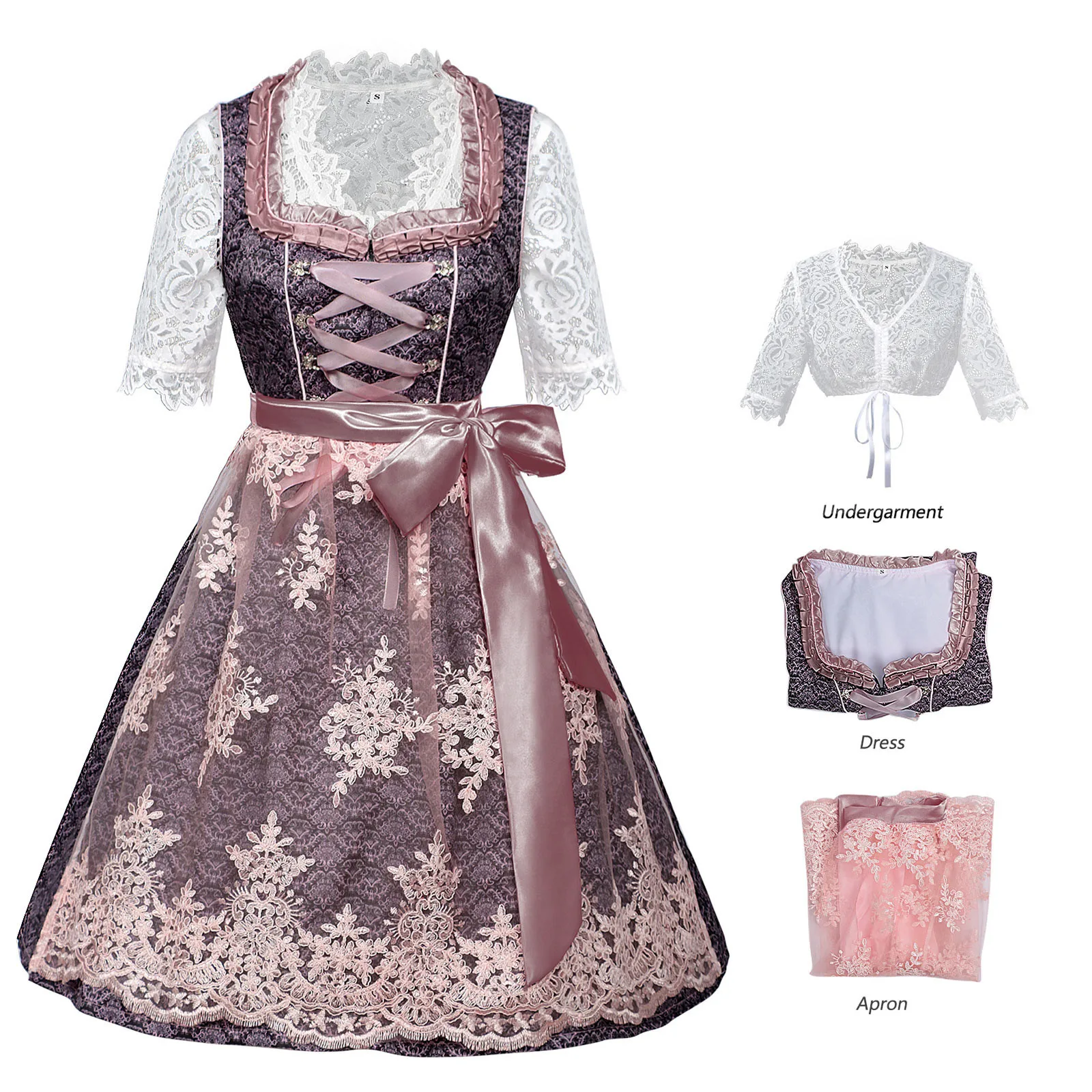 Robe Dirndl allemande Oktoberfest pour femmes, grande taille, robe traditionnelle bavaroise de carnaval, tenue de fête, Costumes de Cosplay, bière pour filles