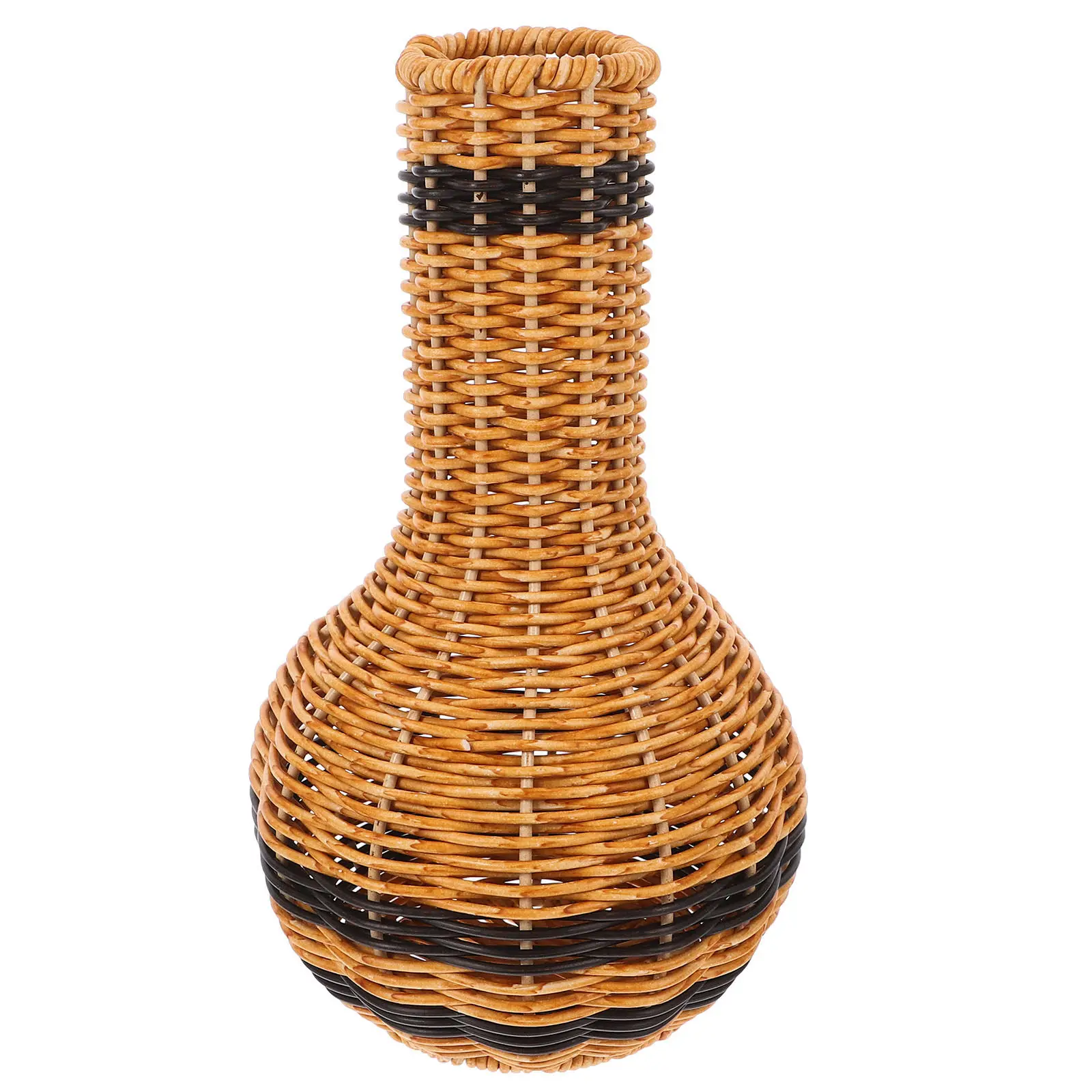 

Decorative Hand-Woven Rustic Rattan Flower Vase for Home Office Garden Indoor Use Creative Small Floral Arrangement Basket Plant