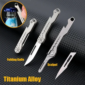 Mini couteau pliant en alliage de titane, décapsuleur tranchant, porte-clés EDC, scalpel portable, déballage, couteau de livraison express