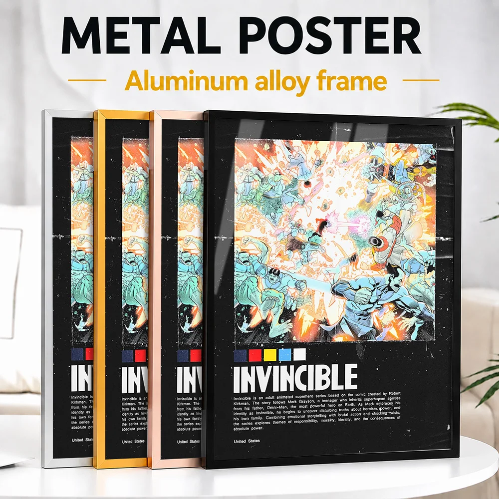 Invincible Comic Book Framed Aluminum Metal Poster Customized Screen Tribute Wall Art Created For Story Lovers To Style Theater