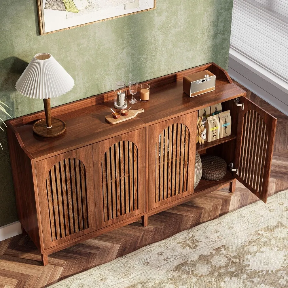 Armadietto portaoggetti per fattoria, credenza da 57 pollici con ante con otturatore e ripiano regolabile, indipendente per sala da pranzo, soggiorno