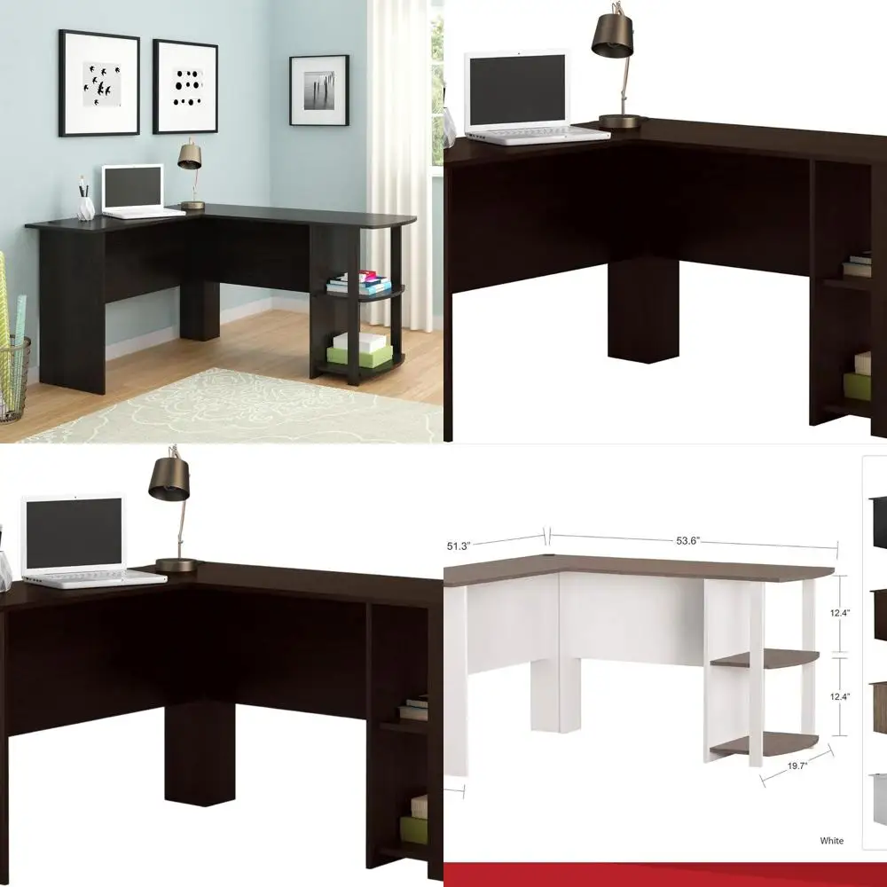 

Espresso Finish Dakota L-Shaped Desk with Bookcases