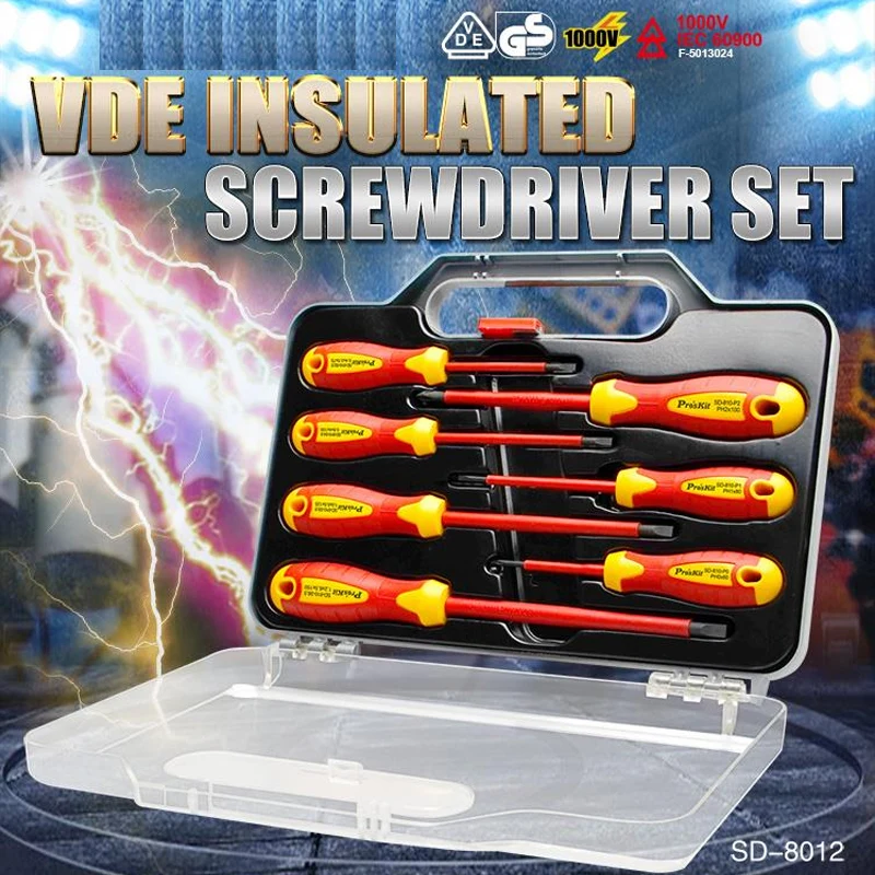 PRO\'SKIT 7PCS INSULATED VDE SCREWDRIVER SET SD-8012