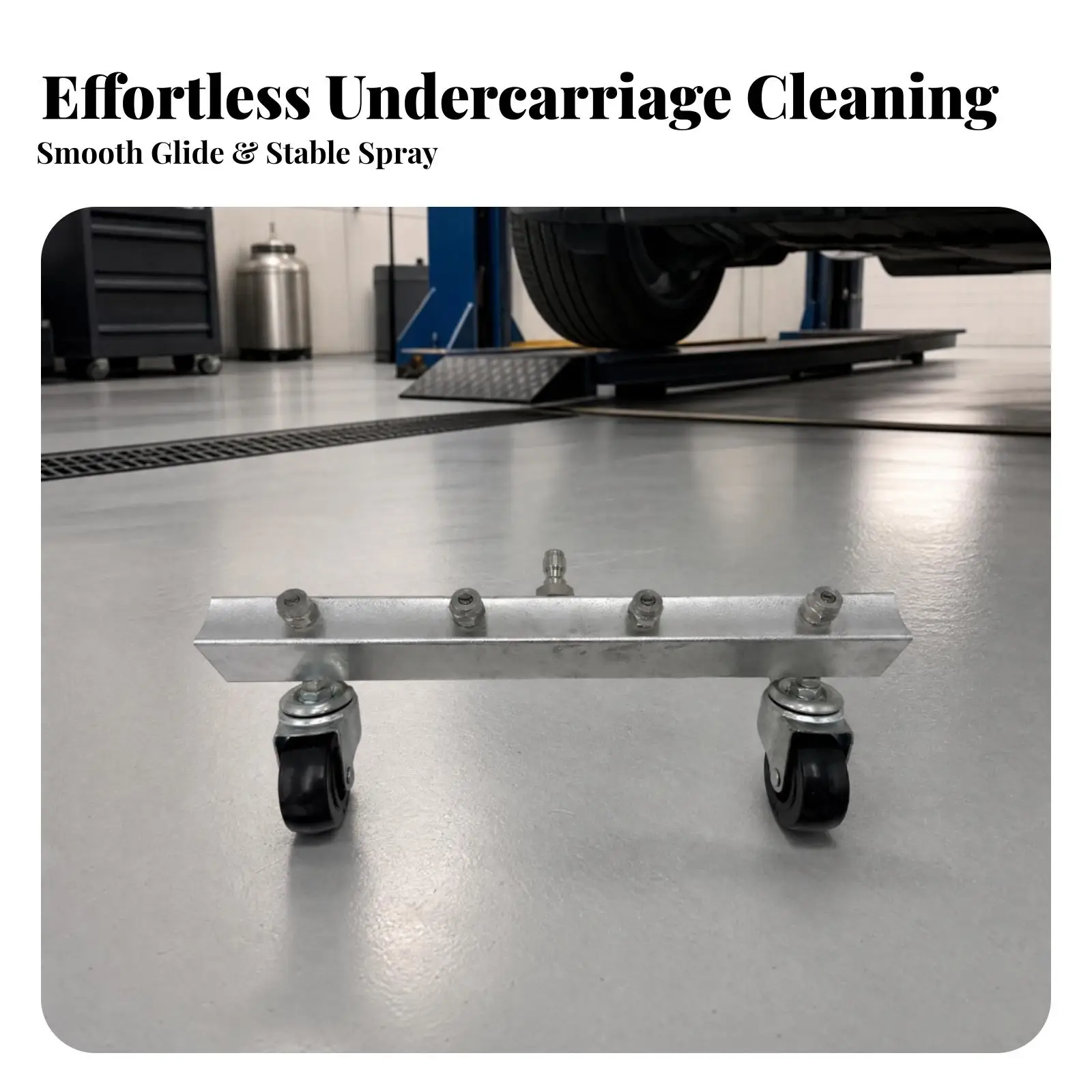 High Pressure Floor Washer Attachment with Caster Wheels for Hard Surface Cleaning for Car Undercarriage Driveway Patio