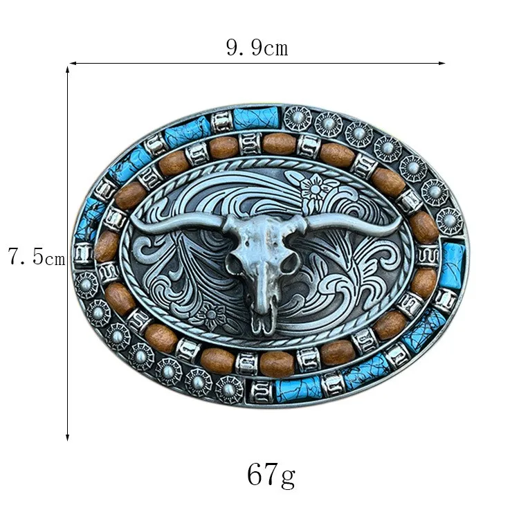 Neue Western Cowboy Glatte Schnalle Personalisierte Kreative Gürtel Schnalle Kopf Relief Große Blume Bull Kopf Gürtel DIY Zubehör – Detail 5