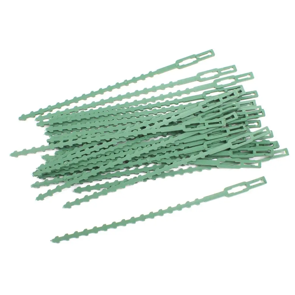 30pcs 16.5cm Plastic Cable Ties Gardening Clips Plant Ties Green Garden Supplies