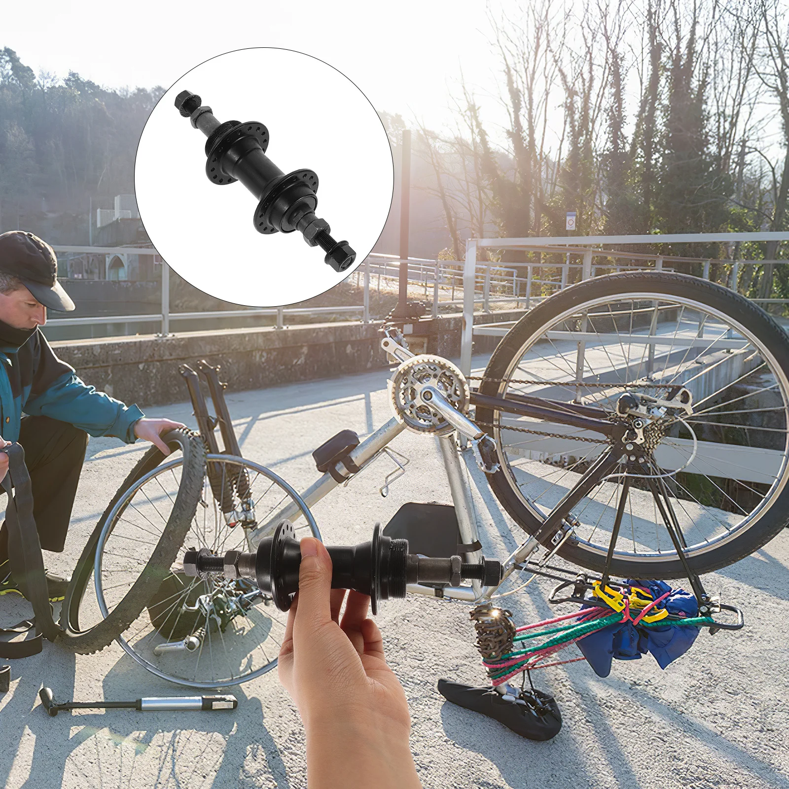 

Bicycle Hub 32 Hole Non-Quick Release Mountain Bike Bolt on Metal Rear Axle Wheel Part Accessories Mountain