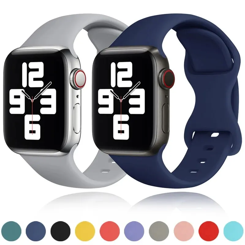 Sport Strap For Apple Watch Band 38mm 40mm 41mm 42mm 44mm 45mm 49mm Soft Silicone Correa Bracelet IWatch 9 Ultra 8 7 6 5 4 3 SE