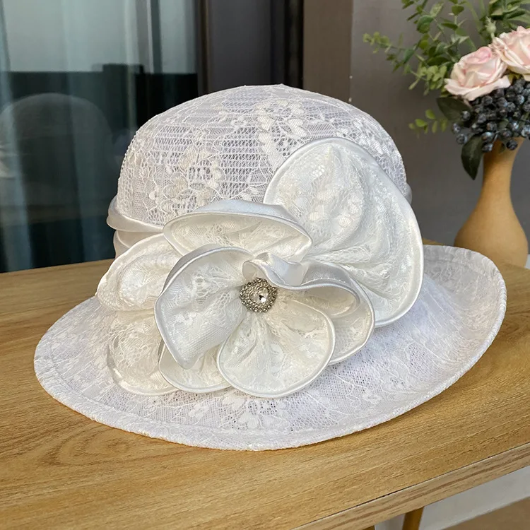 linen rolled edge small top hat for women\'s British retro fashion hat summer mesh breathable sun protection and sunshade hat