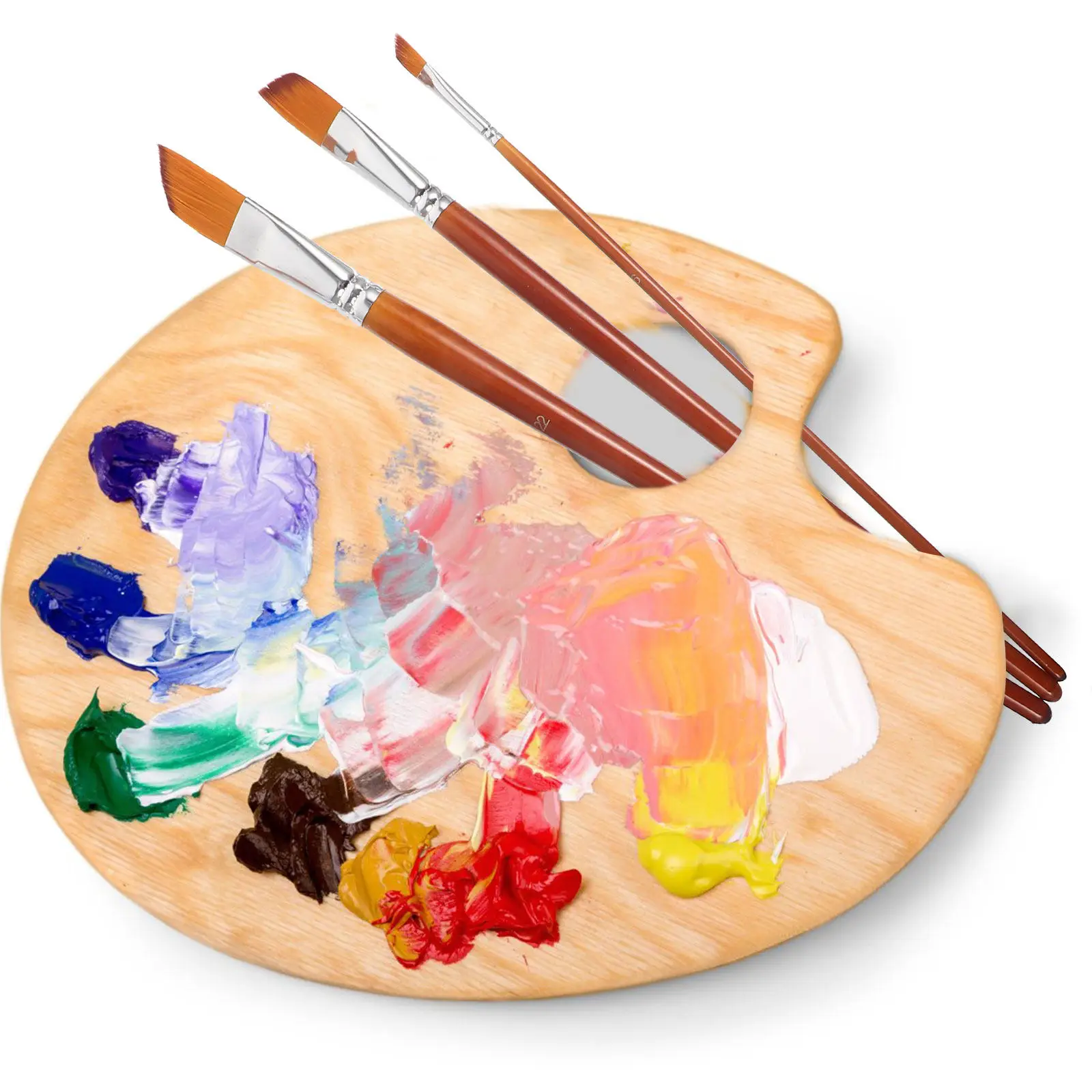 13Pcs Watercolor Paint Brush Set Nylon Flat Tip Painting Brushes Lightweight Ergonomic Design for Artists Students Pigment