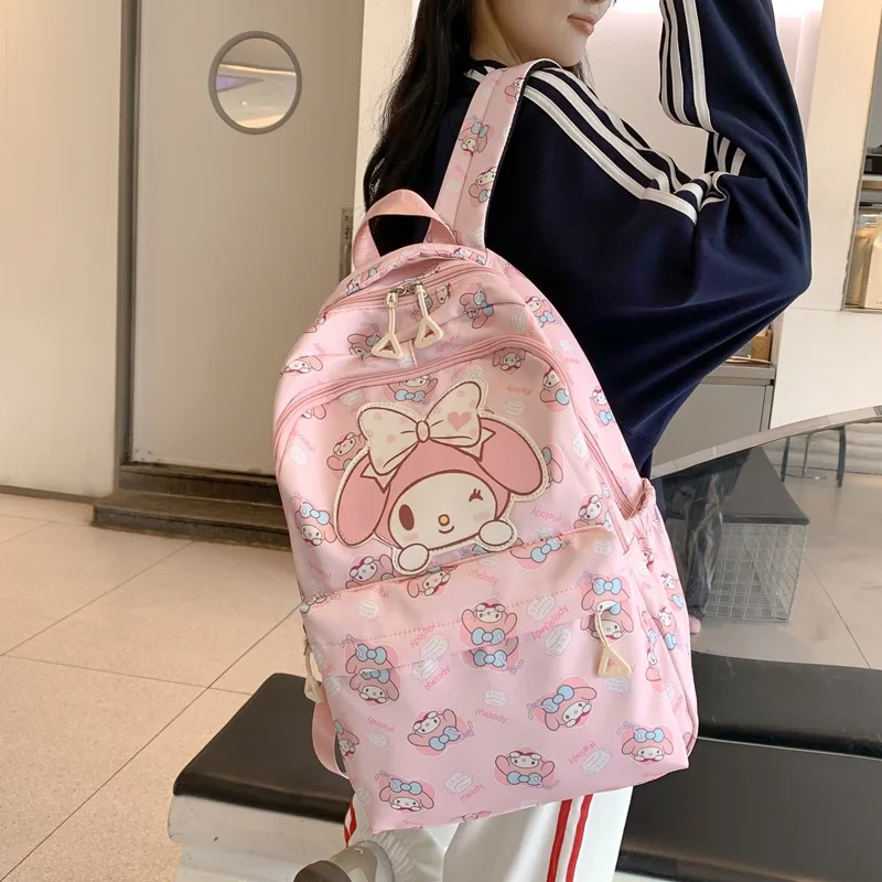 Imagem -04 - Miniso Sanrio Mochila para Mulheres e Meninas Mochila de Estudante Leve Grande Capacidade Alta Qualidade Desenho Animado Elegante