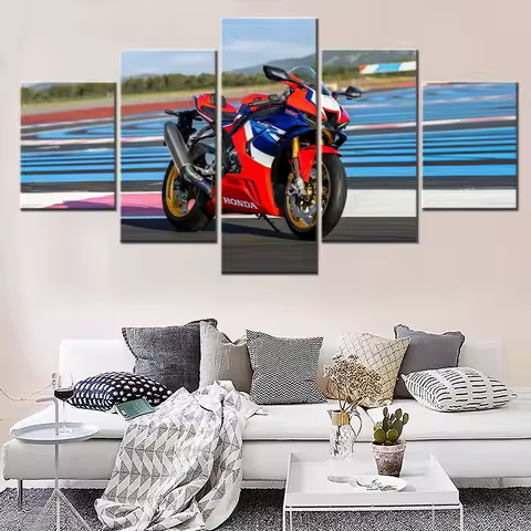 5 Pieces Wall Art Canvas Bikes Honda CBR1000RR-R Fireblade SP Poster Painting For Living Room Bedroom Wallpaper Home Decoration