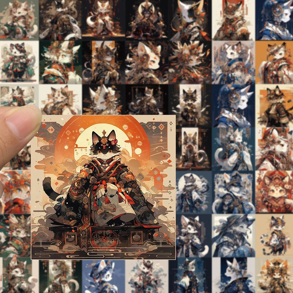 

10/30/50pcs Creative Cool Ancient Style Cat Stickers Aesthetic Decoration Decals DIY Notebook Guitar Phone Cartoon Sticker Decor