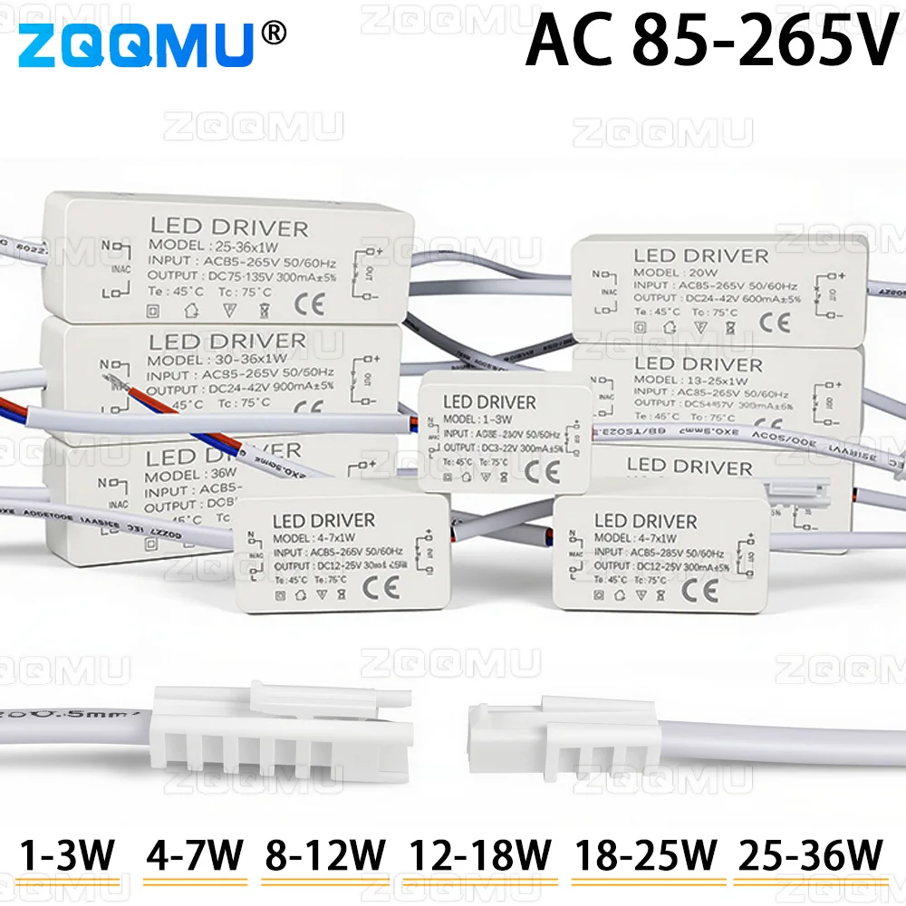 LED Constant Current Driver 12W 20W 30W Power Output 3-12V 9-18V 12-26V 24-46V 36-56V 54-85V 75-126V 24-38V 36-65V Shell Driver