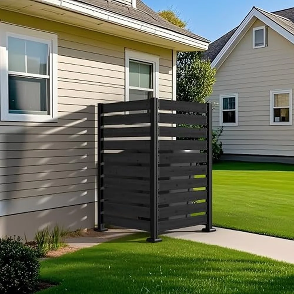 60” H×78” W Outdoor Privacy Screen Wood Privacy Fence Panel for Hard Ground and Soil 2 Way to Use Air Conditioner Fence