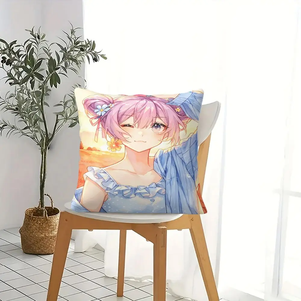 Hatsune Miku Anime Girl  Pink Throw Pillow, Digital Print Cushion Cover 45x45cm for Sofa Bedroom Home Decor Gift