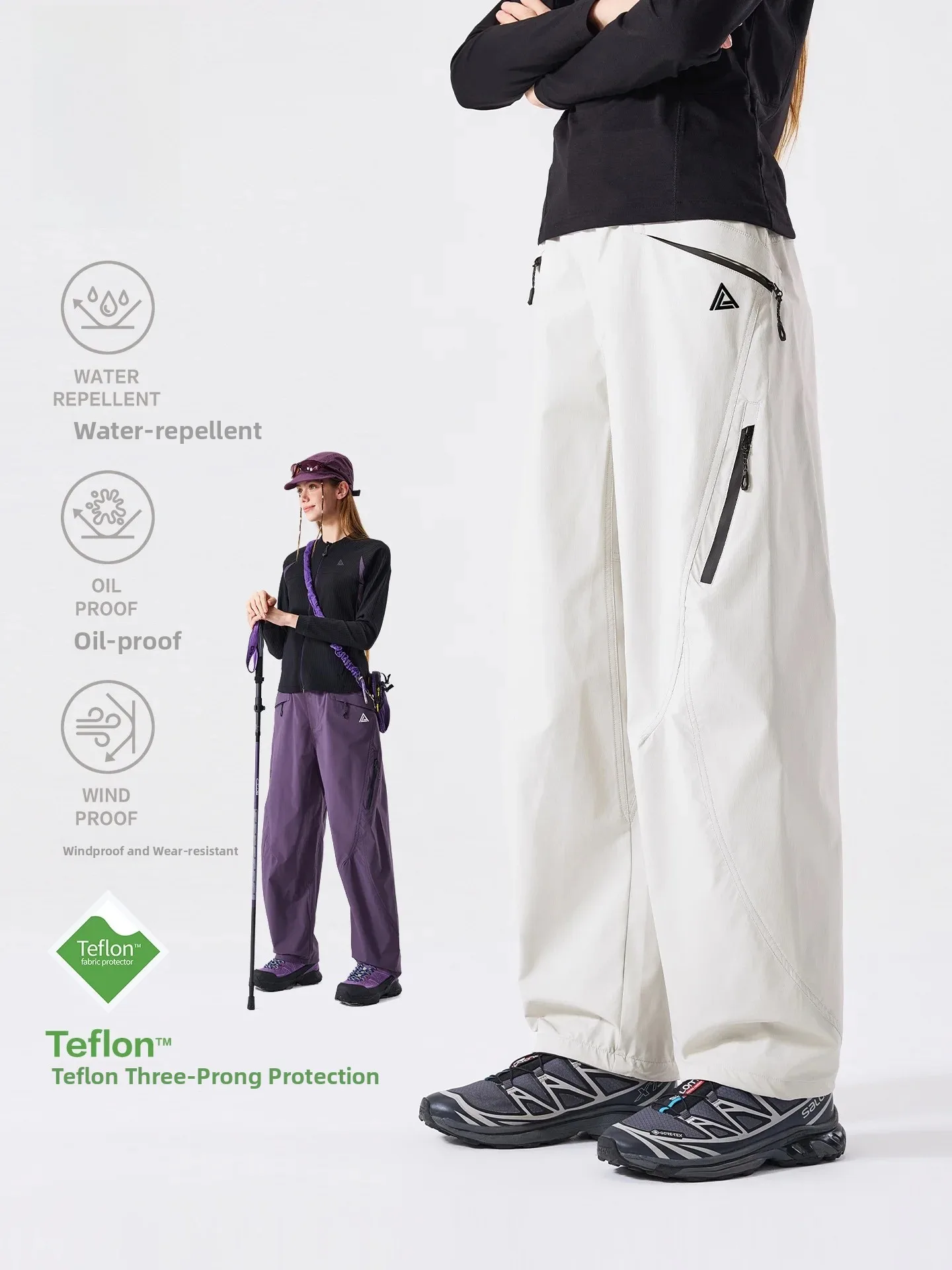 LAZY DAY Lightweight Waterproof Outdoor Hiking Trousers Women's Workwear Straight Leg Polyester Fiber Oil-resistant Function