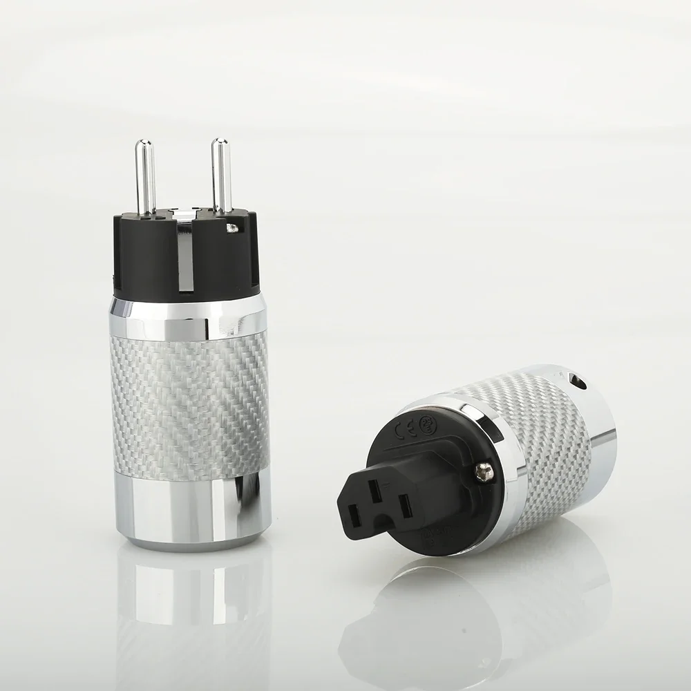 

Hi-End Carbon Fiber Rhodium Plated EU Power Plug hifi IEC Female Plug