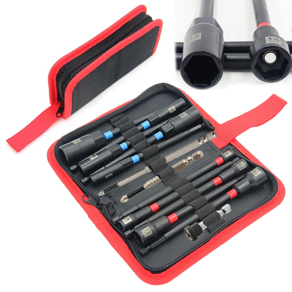 

13PCS 150mm Hexagon Nut Driver Drill Bit Adapter Socket Wrench Extension Sleeve For Hand Tools Accessory