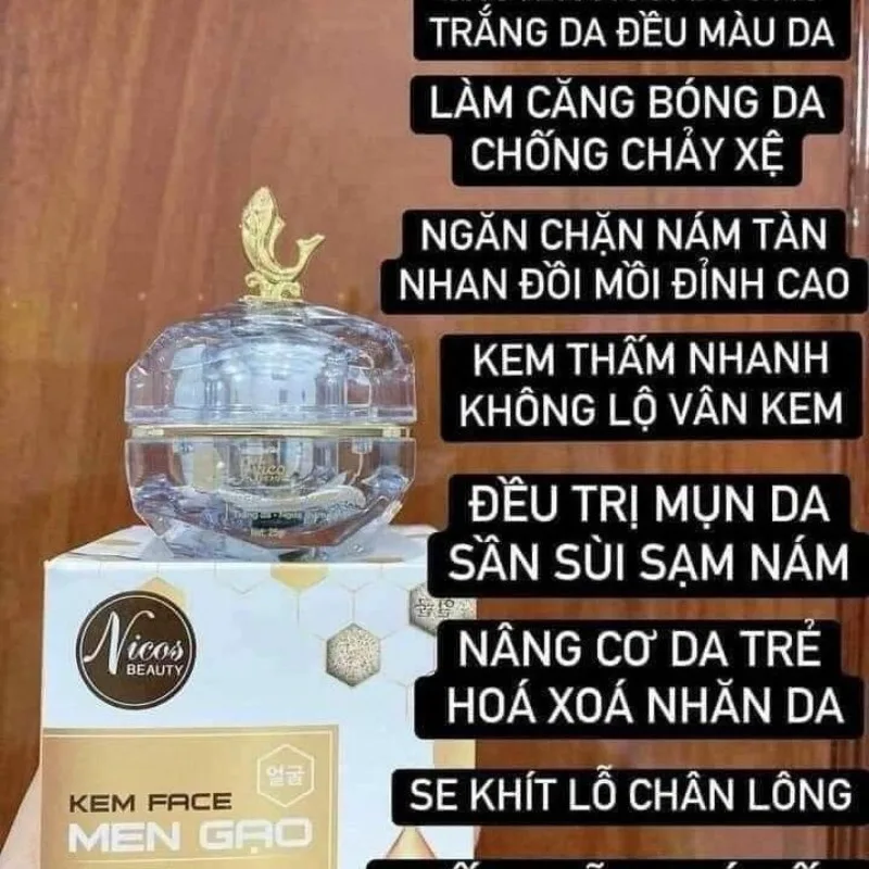 Kem Face Men Gạo 25g Nicos: Trắng Sáng Đều Màu Da. Hỗ Trợ Giảm Thâm Sạm Nám Tàn Nhang, Se Khít Lỗ Chân Lông.