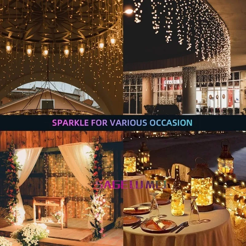 Lumières de Noël LED avec télécommande, lampe de vacances dégradée, mode musique RVB, lampe proxy, application de bricolage, 10m, 100, 200LED, 20m