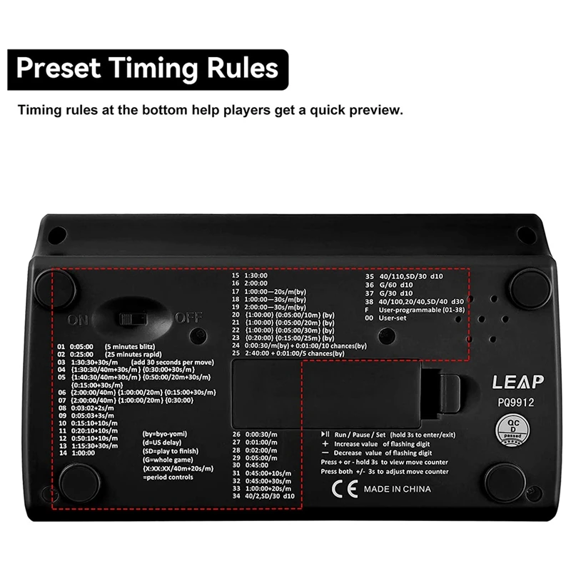 LEAP Advanced Digital Chess Timer Chess Clock Game Timer With 7 Type 38 Timing Set Modes Professional