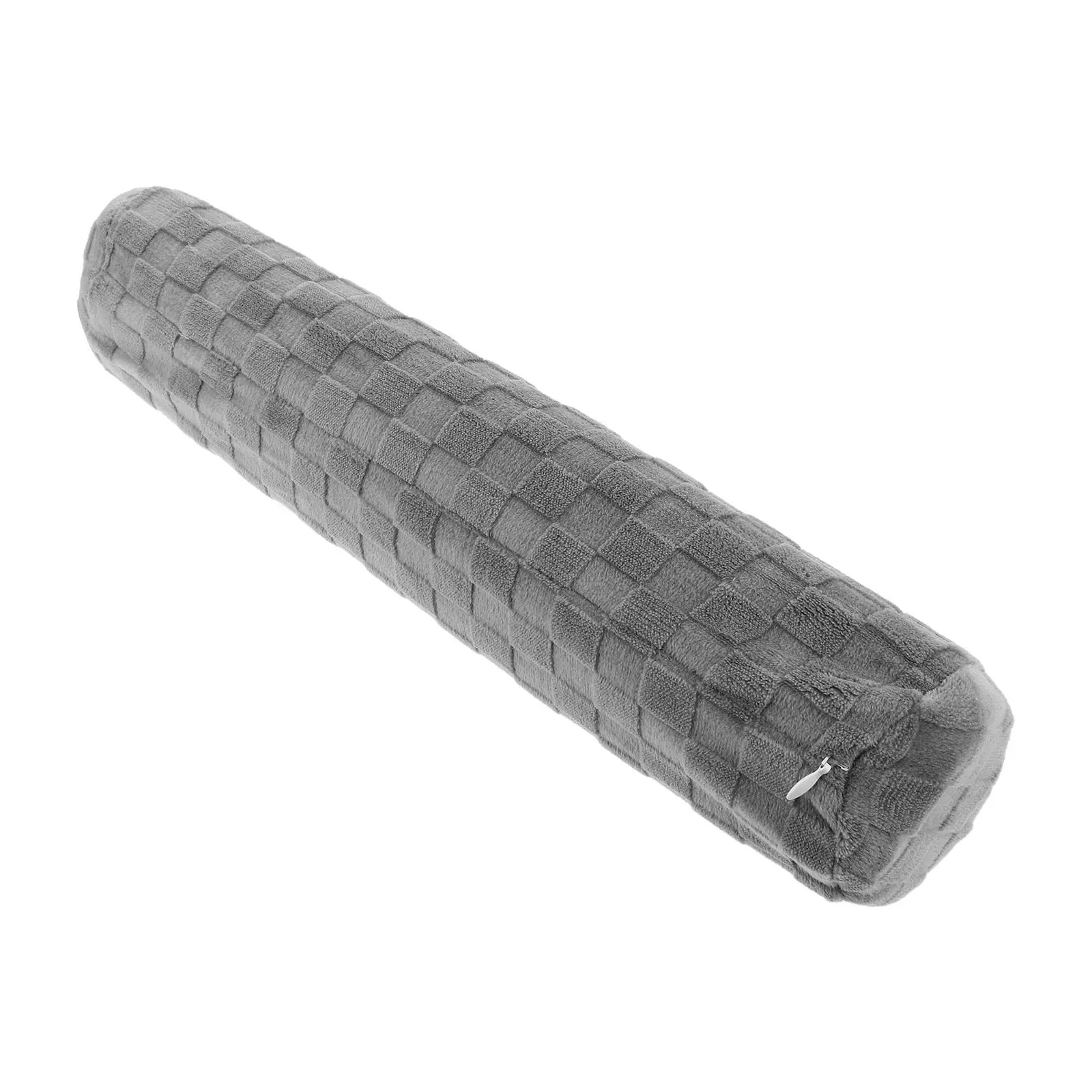 Neck Roll Pillow Cover Grey Soft Flannel Cylinder Pillowcase Round Cushion Cover Zipper for Office Bedroom Sofa Sleeping