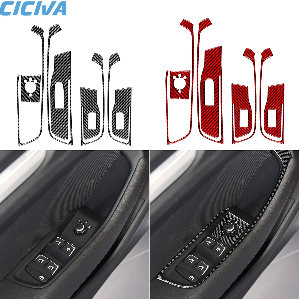 

For Audi A3 S3 RS3 8V 2013-2019 Car Interior Accessories Window Lifting Switch Panel Cover Trim Decal Real Carbon Fiber Sticker