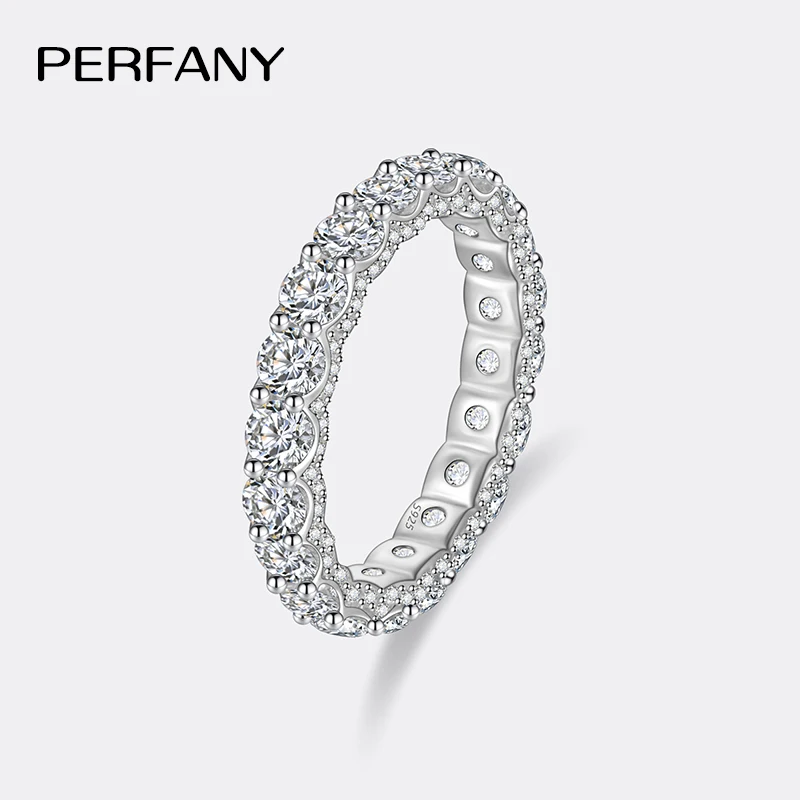 PERFANY 2.1CT Moissanite Ring for Women S925 Pure Silver Sparkling Eternal GRA Certified Diamond Ring Luxury Wedding Jewelry