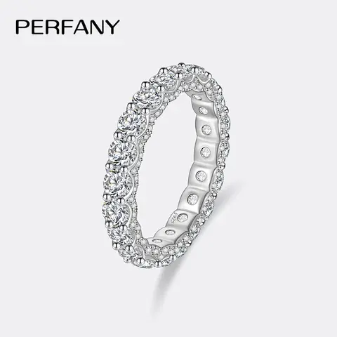 PERFANY 2.1CT Moissanite 반지 여성용 S925 순수 실버 스파클링 영원한 GRA 인증 다이아몬드 반지 럭셔리 웨딩 쥬얼리