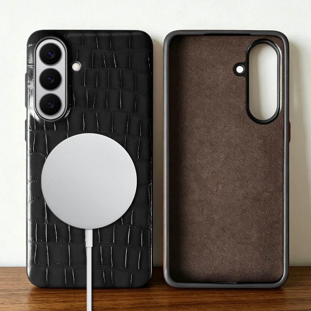 For Magsafe Case For Samsung Galaxy A17 A56 A55 A36 A35 A26 A16 A34 A54 A25 A13 A33 A06 A07 Phone Case Leather Back Cover Coque