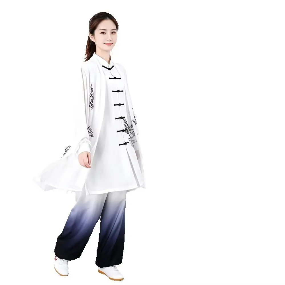 Chinese Wushu Tai Chi Suit Women Ink Painting Yin Yang Print Kung Fu Outfit 2/3 Pieces Martial Arts Training Costume