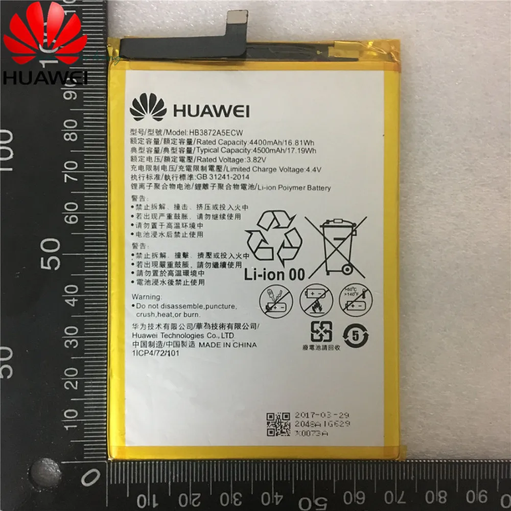 Аккумулятор для телефона высокой емкости HB3872A5ECW 4500 мАч для Huawei Honor Note 8, Сменный аккумулятор для мобильного телефона