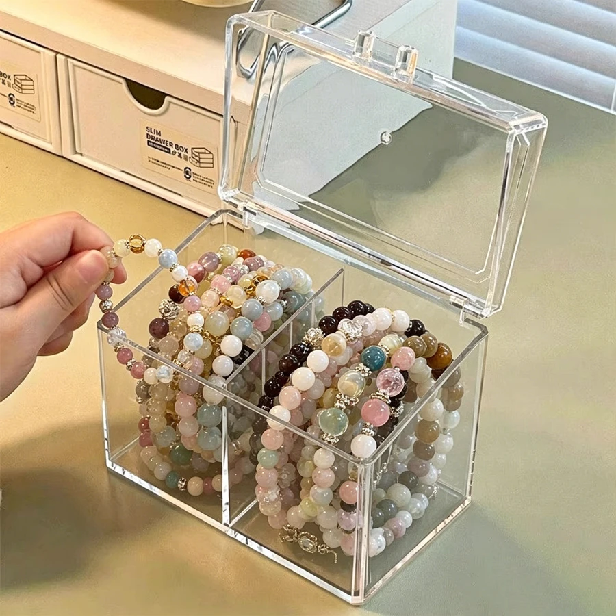 1pc, Jewelry Storage Box with Two Compartments, Bracelet Flip-Top Box, Card Box Mystery Box, Acrylic Transparent Organizing Box
