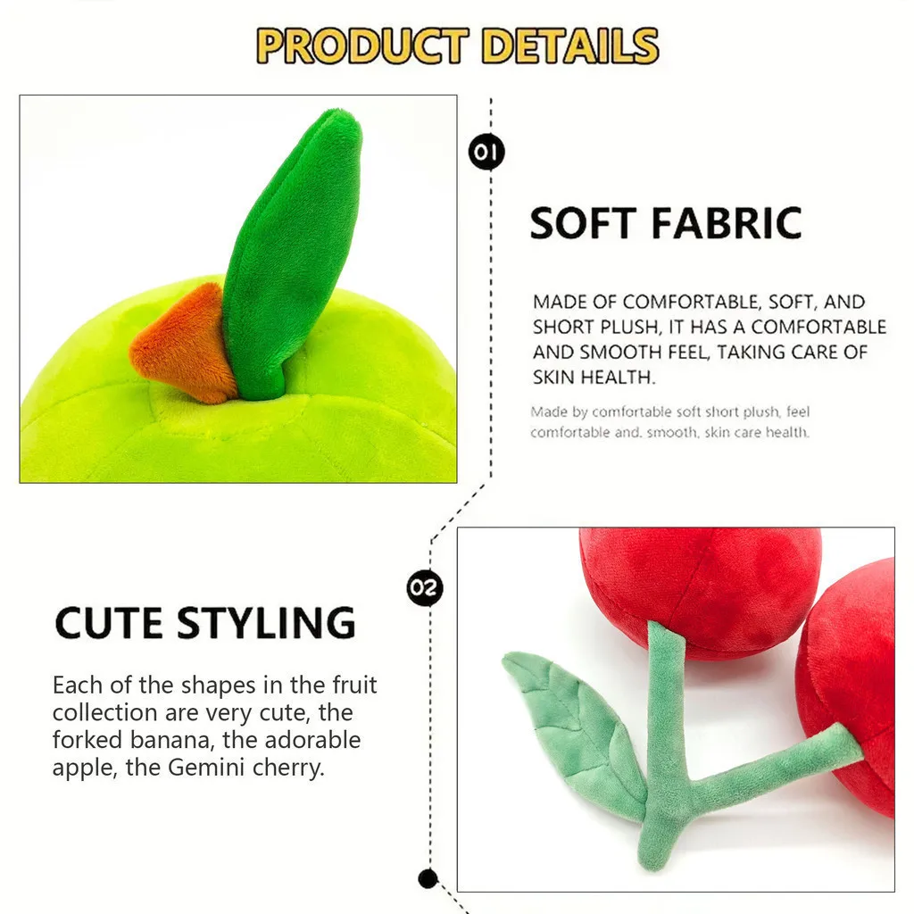 Fruits Plush Toy Avocado Banana Apple Soft Stuffed Plushie Doll Baby Gift